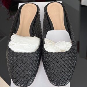 Saks Fifth Avenue Black Woven Mules